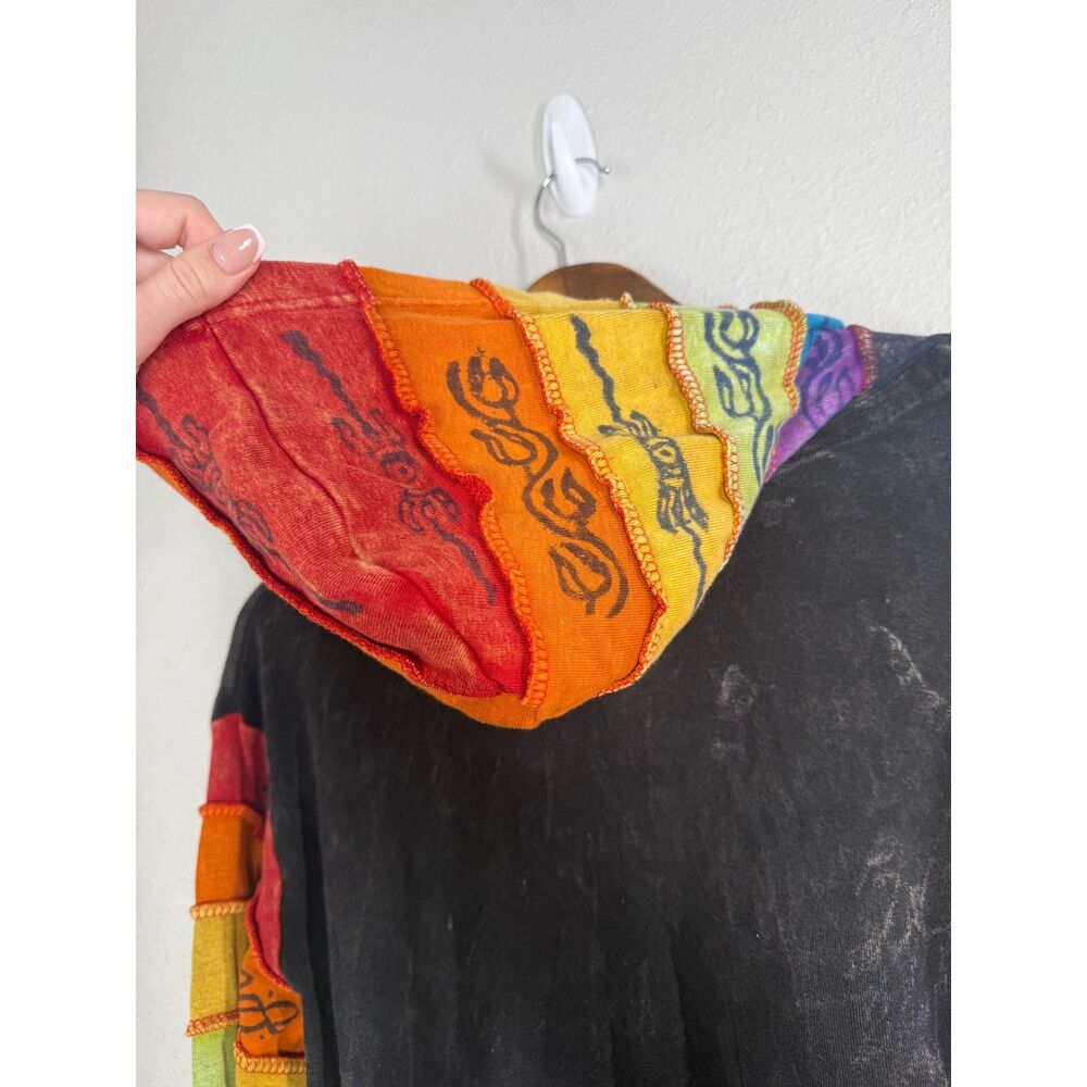 Rising International Patchwork Pixie Jacket Sz 3XL Boho Hippie Celestial Rainbow - Picture 5 of 9